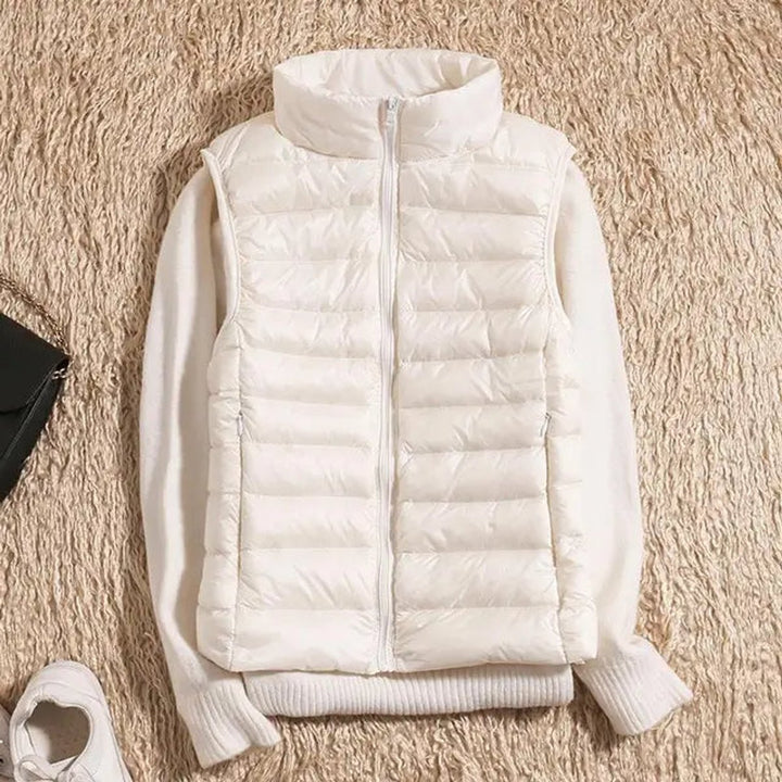 Women's Lightweight Packable Sleeveless Puffer Vest - White