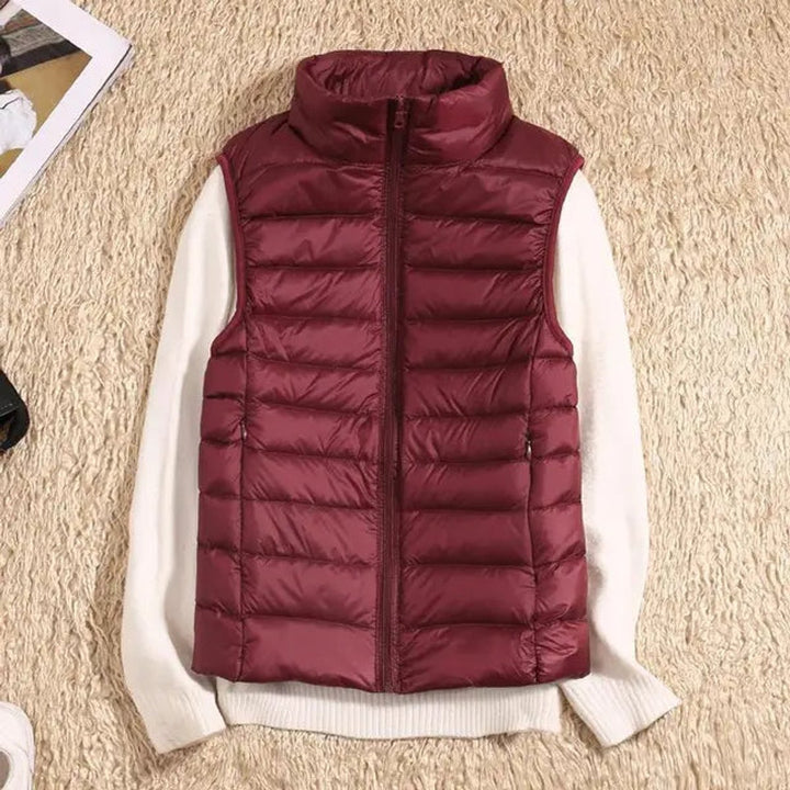 Women's Lightweight Packable Sleeveless Puffer Vest - Dark Red