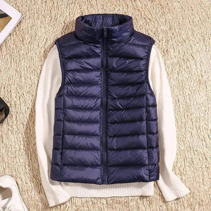 Women's Lightweight Packable Sleeveless Puffer Vest - Navy Blue
