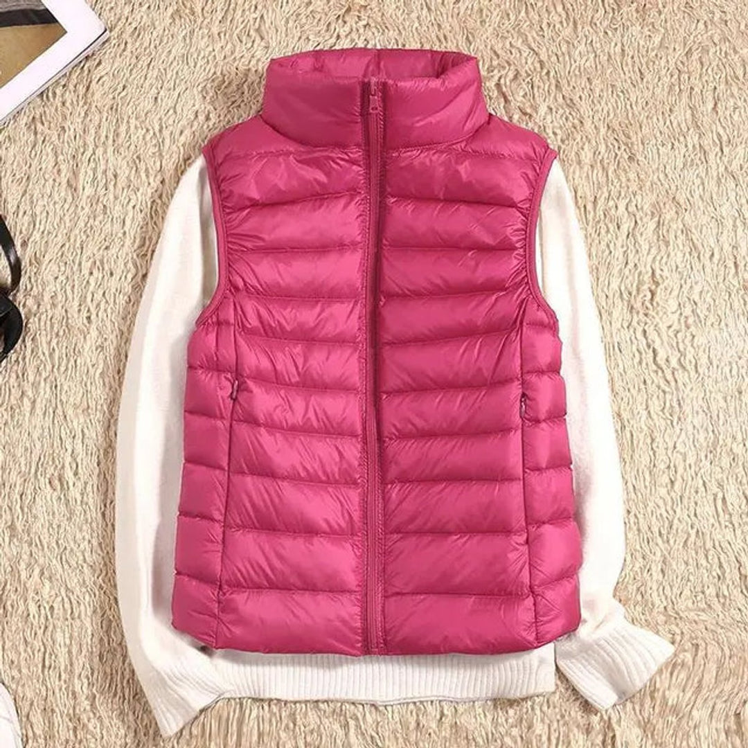 Women's Lightweight Packable Sleeveless Puffer Vest - Rose Red