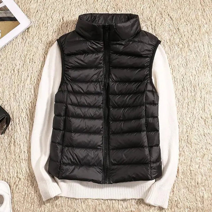 Women's Lightweight Packable Sleeveless Puffer Vest - Black