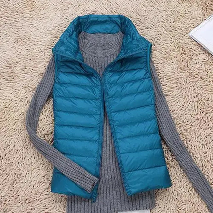 Women's Lightweight Packable Sleeveless Puffer Vest - Blue