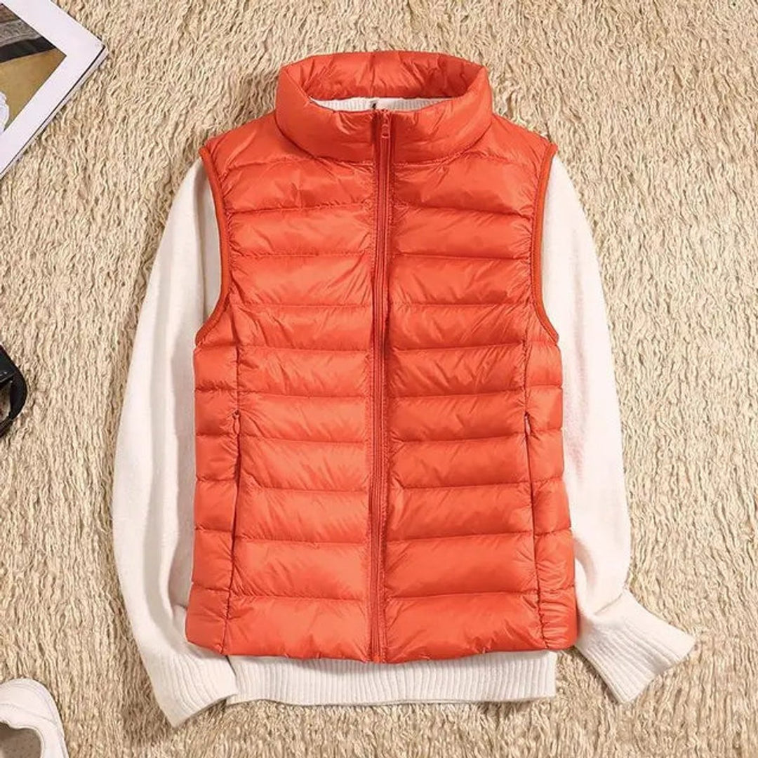 Women's Lightweight Packable Sleeveless Puffer Vest - Orange