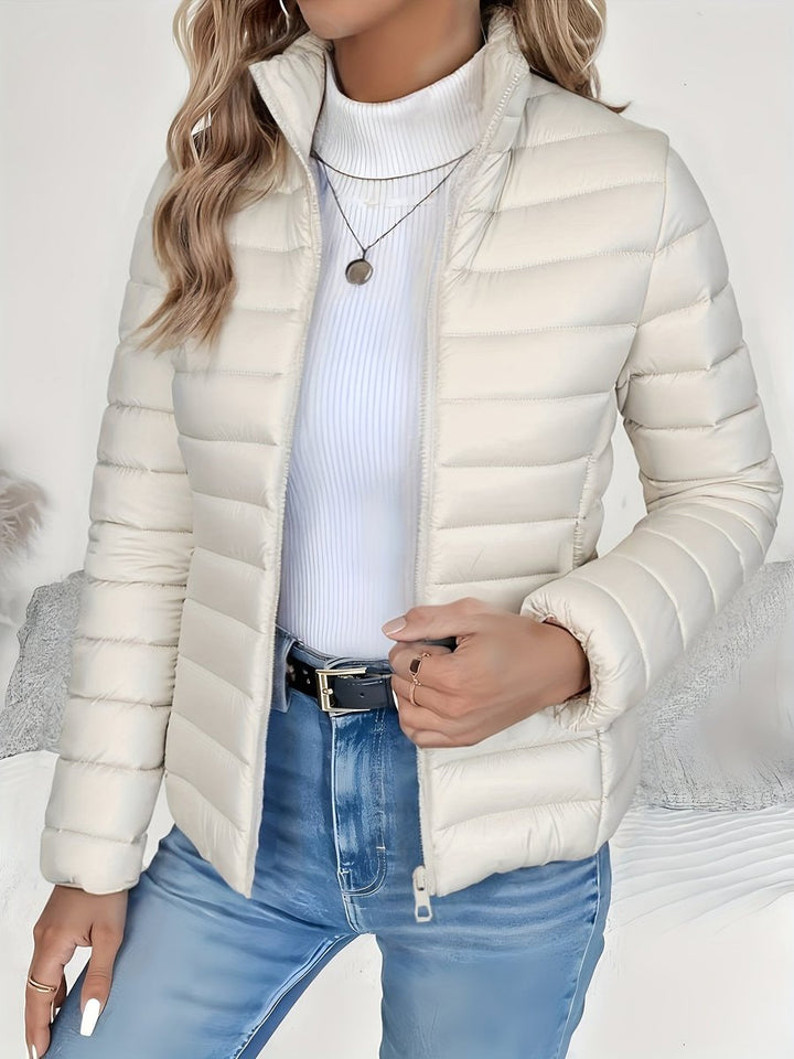 Women's Lightweight Quilted Puffer Coat Stand Collar Zip-Up