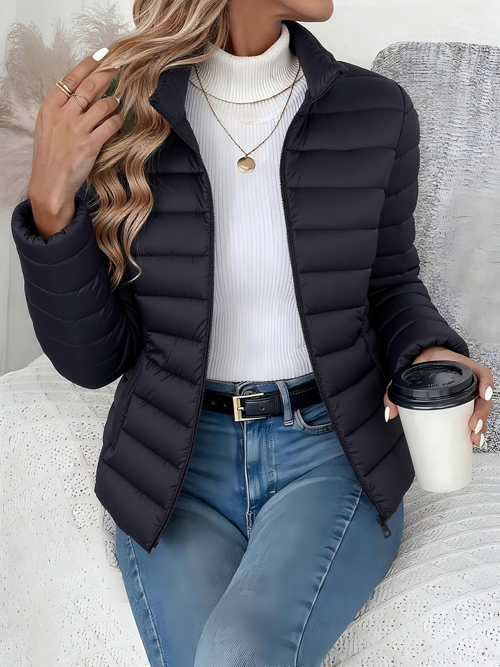 Women's Lightweight Quilted Puffer Coat Stand Collar Zip-Up