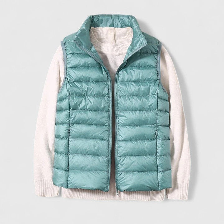 Women's Lightweight Quilted Puffer Vest Zip-Up Sleeveless Jacket - Light Blue