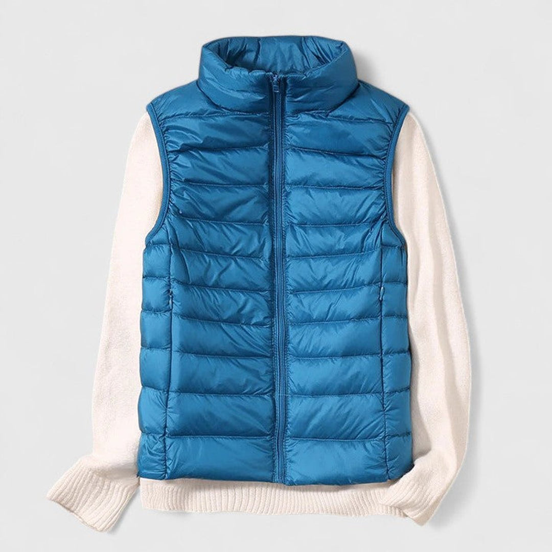 Women's Lightweight Quilted Puffer Vest Zip-Up Sleeveless Jacket - Sky Blue