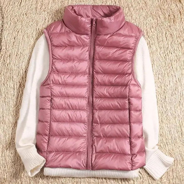 Women's Lightweight Quilted Zip-Front Puffer Vest - Pink
