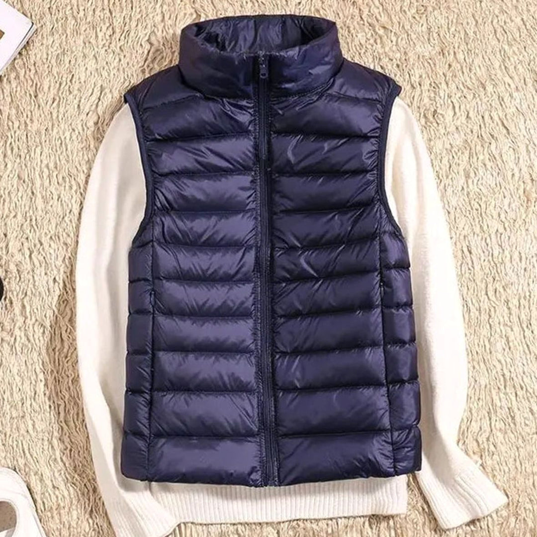 Women's Lightweight Quilted Zip-Front Puffer Vest - Navy