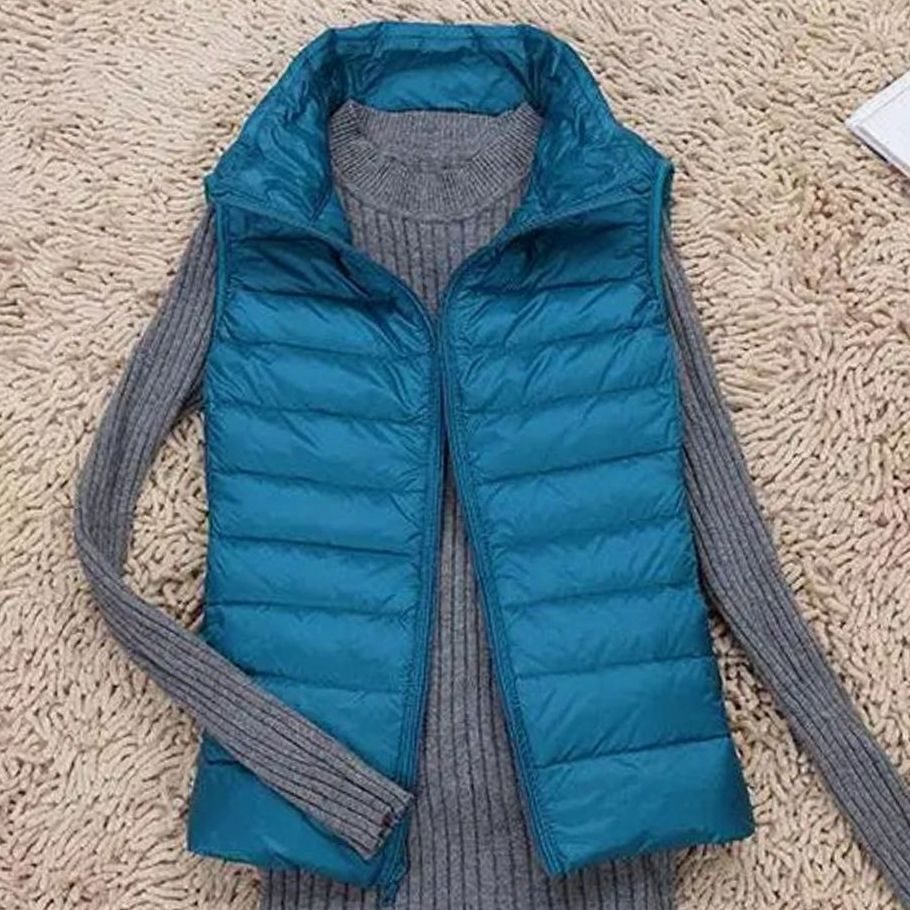 Women's Lightweight Quilted Zip-Front Puffer Vest - Blue