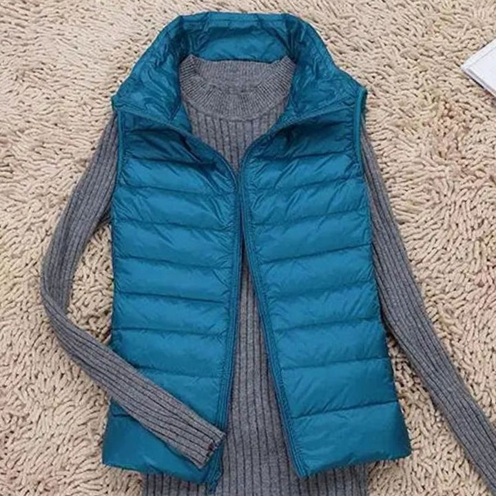 Women's Lightweight Quilted Zip-Front Puffer Vest - Blue