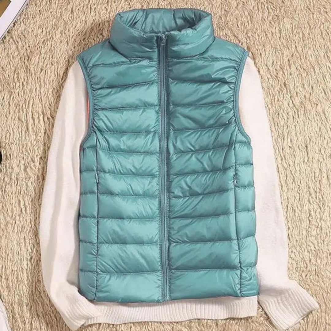 Women's Lightweight Quilted Zip-Front Puffer Vest - Light Blue