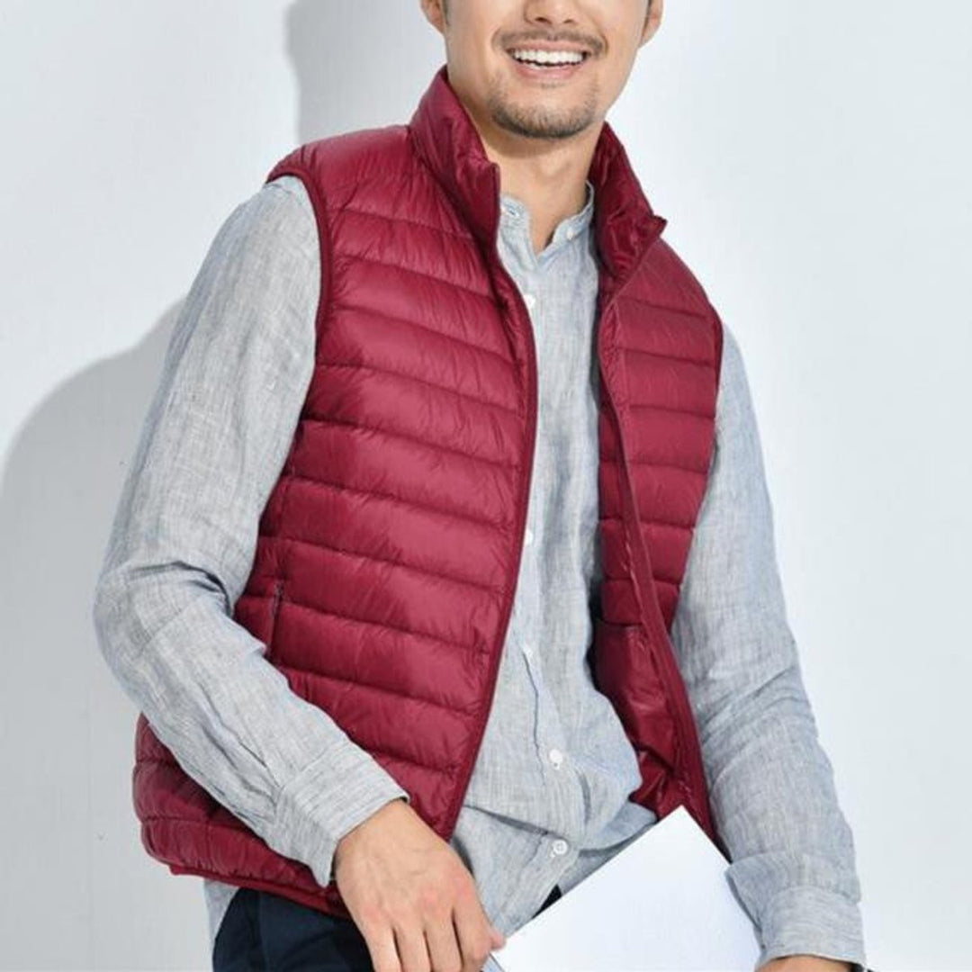 Women's Lightweight Quilted Zip-Up Puffer Vest Sleeveless Jacket - Red