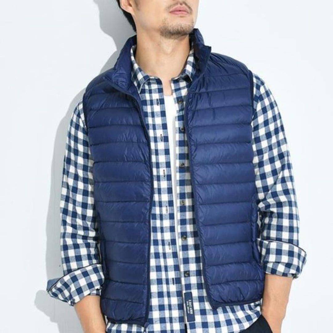 Women's Lightweight Quilted Zip-Up Puffer Vest Sleeveless Jacket - Blue