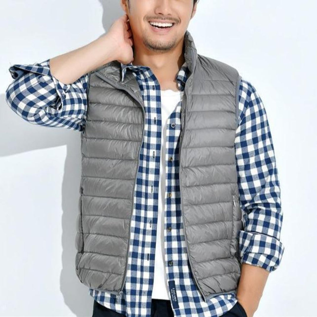 Women's Lightweight Quilted Zip-Up Puffer Vest Sleeveless Jacket - Gray