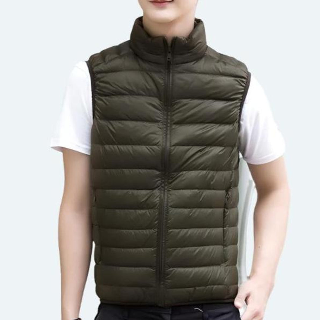 Women's Lightweight Quilted Zip-Up Puffer Vest Sleeveless Jacket - Green