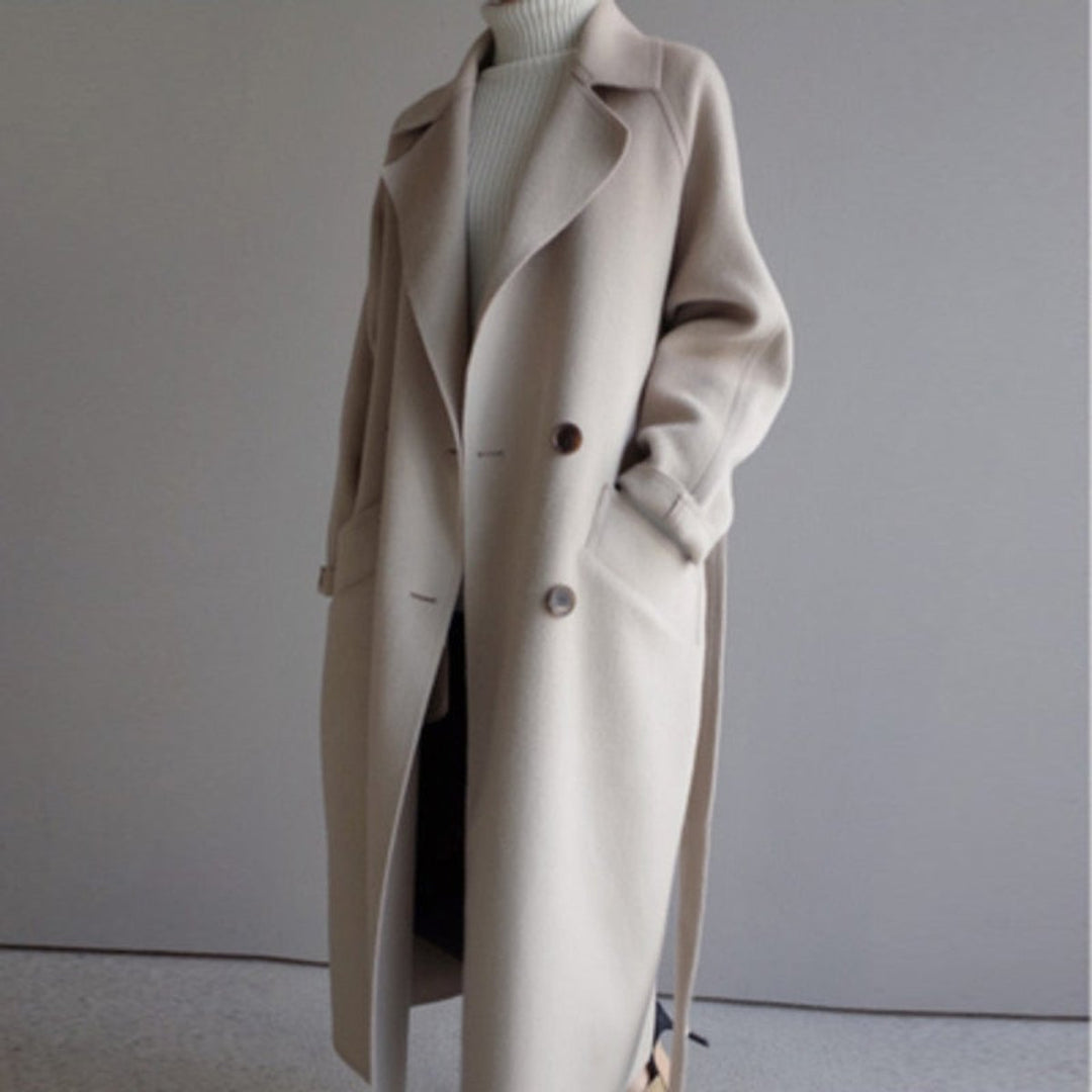 Women's Long Double-Breasted Cashmere Blend Overcoat
