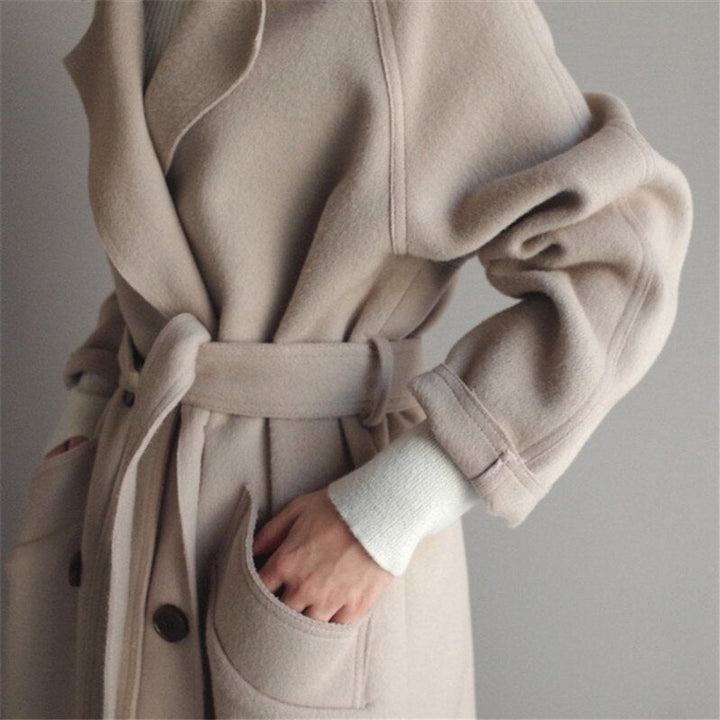 Women's Long Double-Breasted Cashmere Blend Overcoat