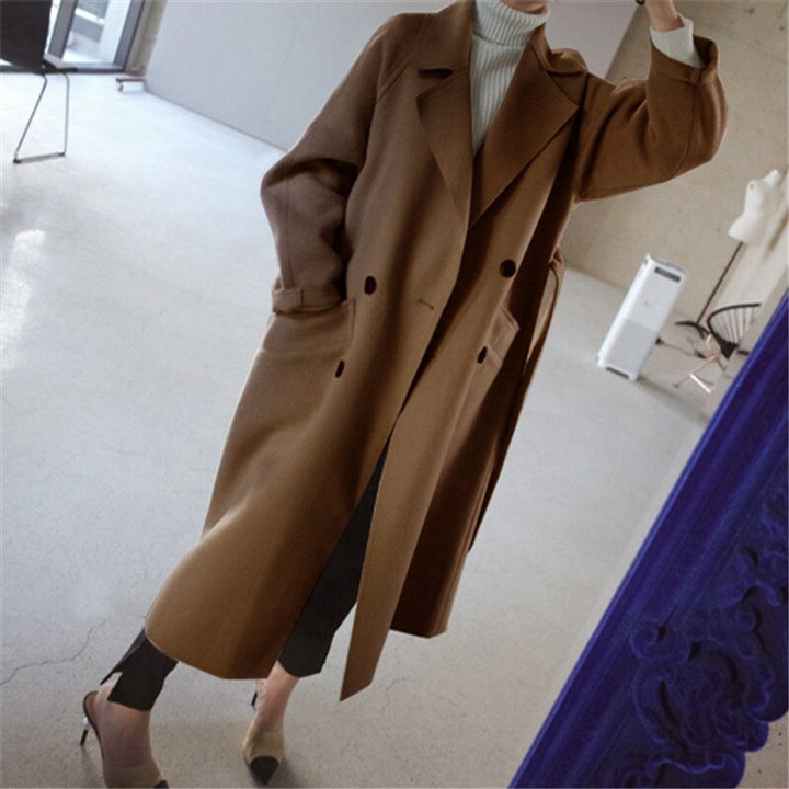 Women's Long Double-Breasted Cashmere Blend Overcoat