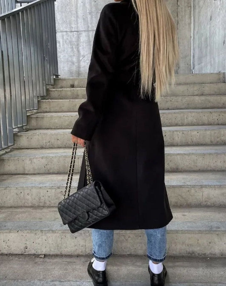 Women's Long Lapel Double Button Front Coat
