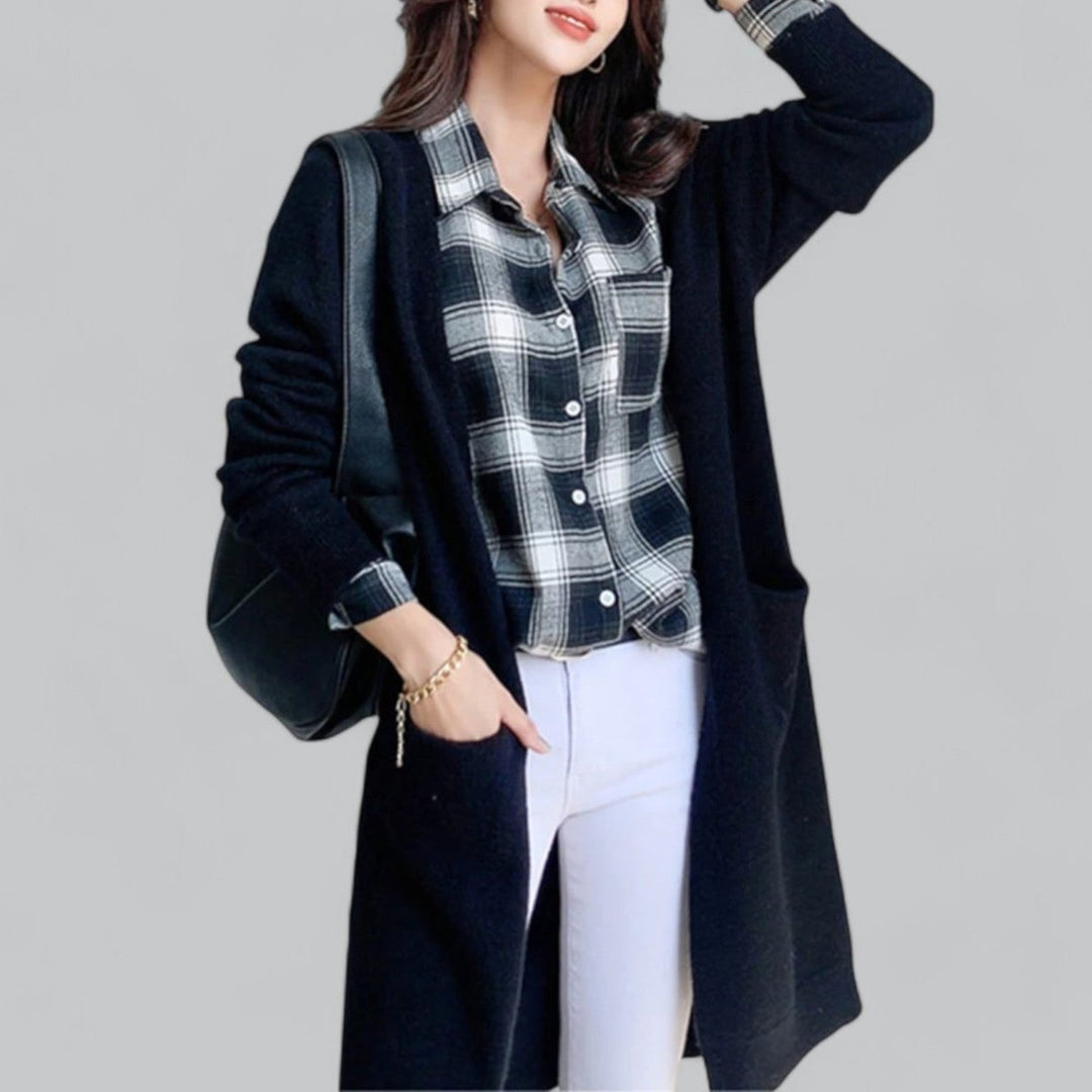 Women's Long Open-Front Oversized Cashmere Cardigan