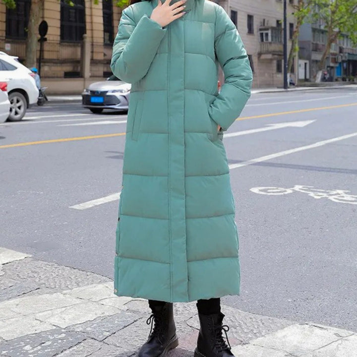 Women's Long Quilted Puffer Winter Coat Full-Length Insulated - Green