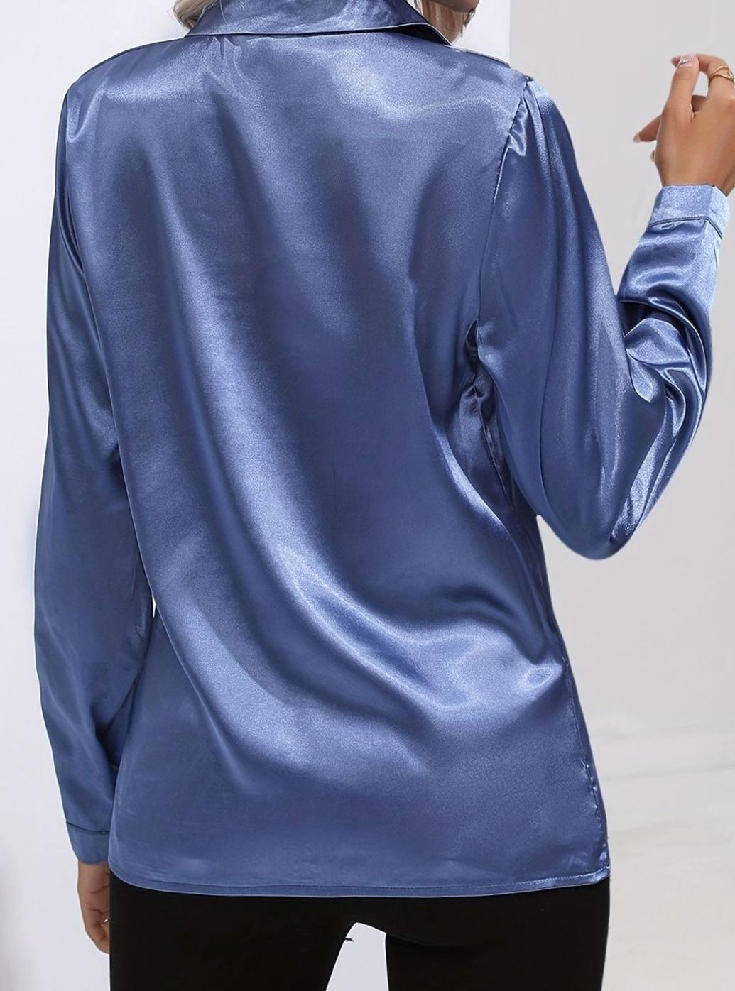 Women's Long-Sleeve Button-Down Satin Blouses
