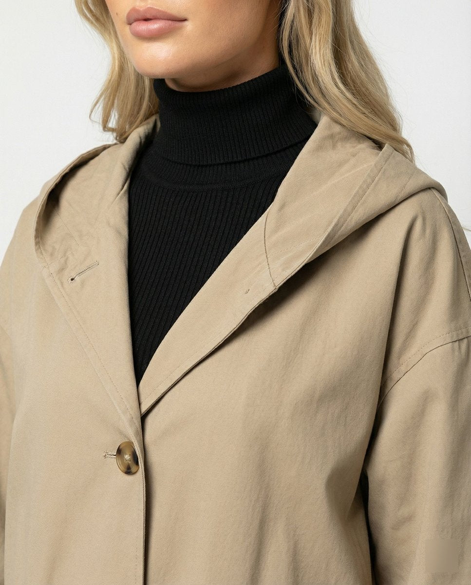 Women's Long Waterproof Windproof Hooded Trench Coat