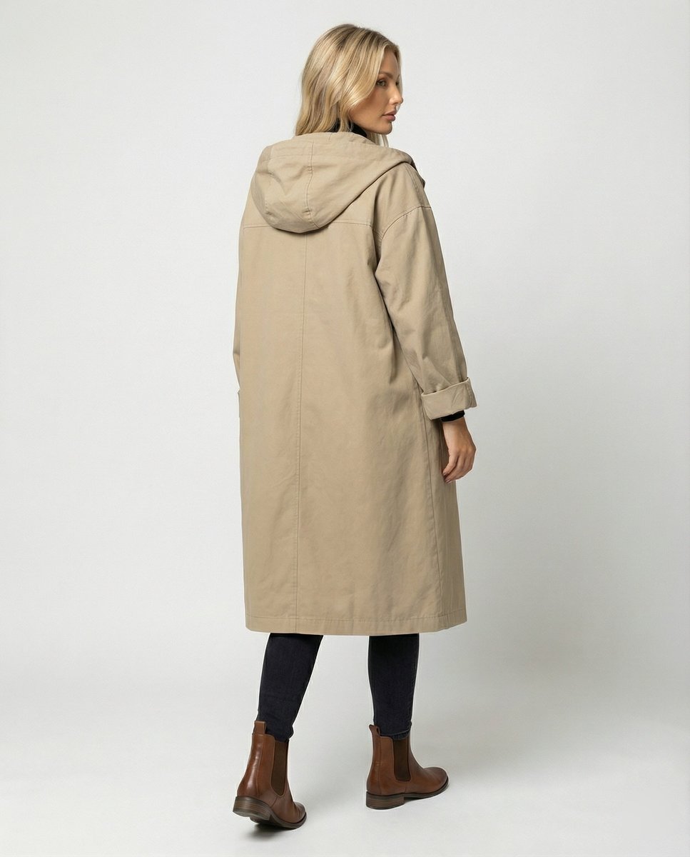 Women's Long Waterproof Windproof Hooded Trench Coat