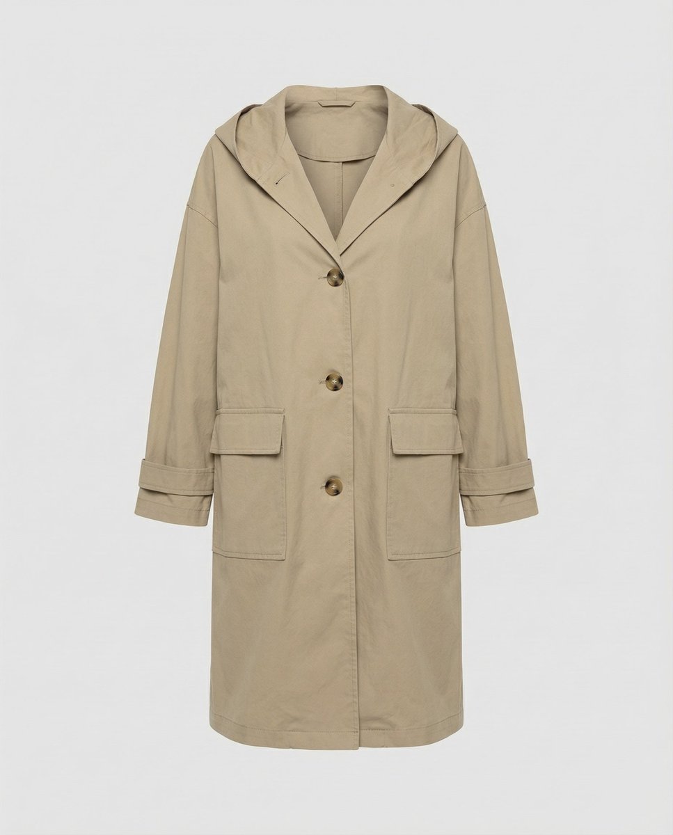 Women's Long Waterproof Windproof Hooded Trench Coat