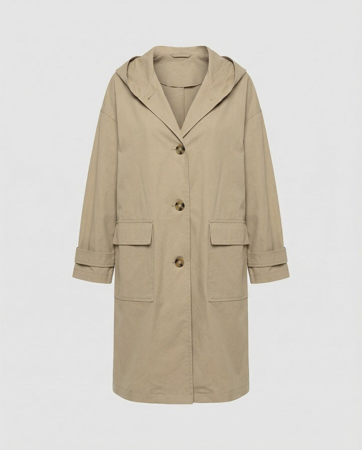 Women's Long Waterproof Windproof Hooded Trench Coat