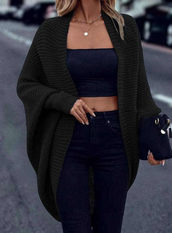 Women's Longline Batwing-Sleeve Open-Front Knit Cardigan