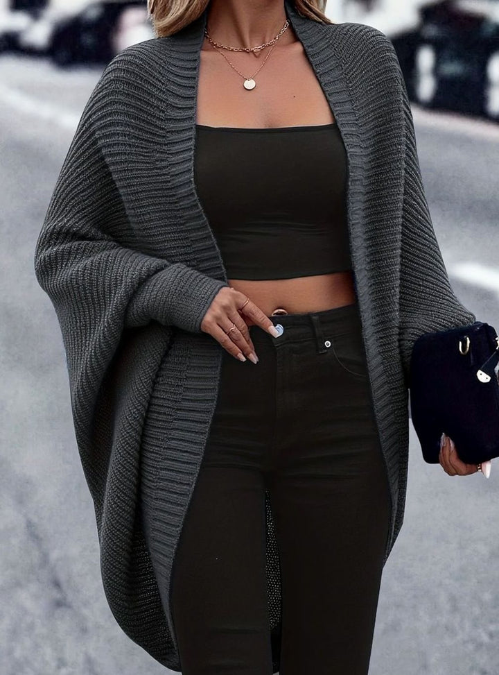 Women's Longline Batwing-Sleeve Open-Front Knit Cardigan