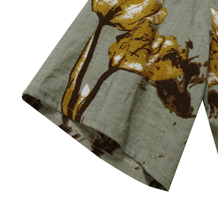 Women's Loose Floral Print Short Sleeve Maxi Dress