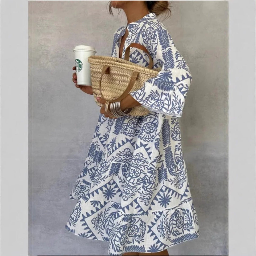 Women's Loose Floral Print Tunic Mini Dress
