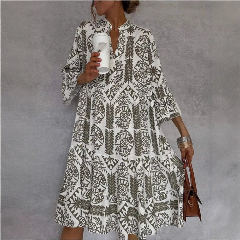 Women's Loose Floral Print Tunic Mini Dress