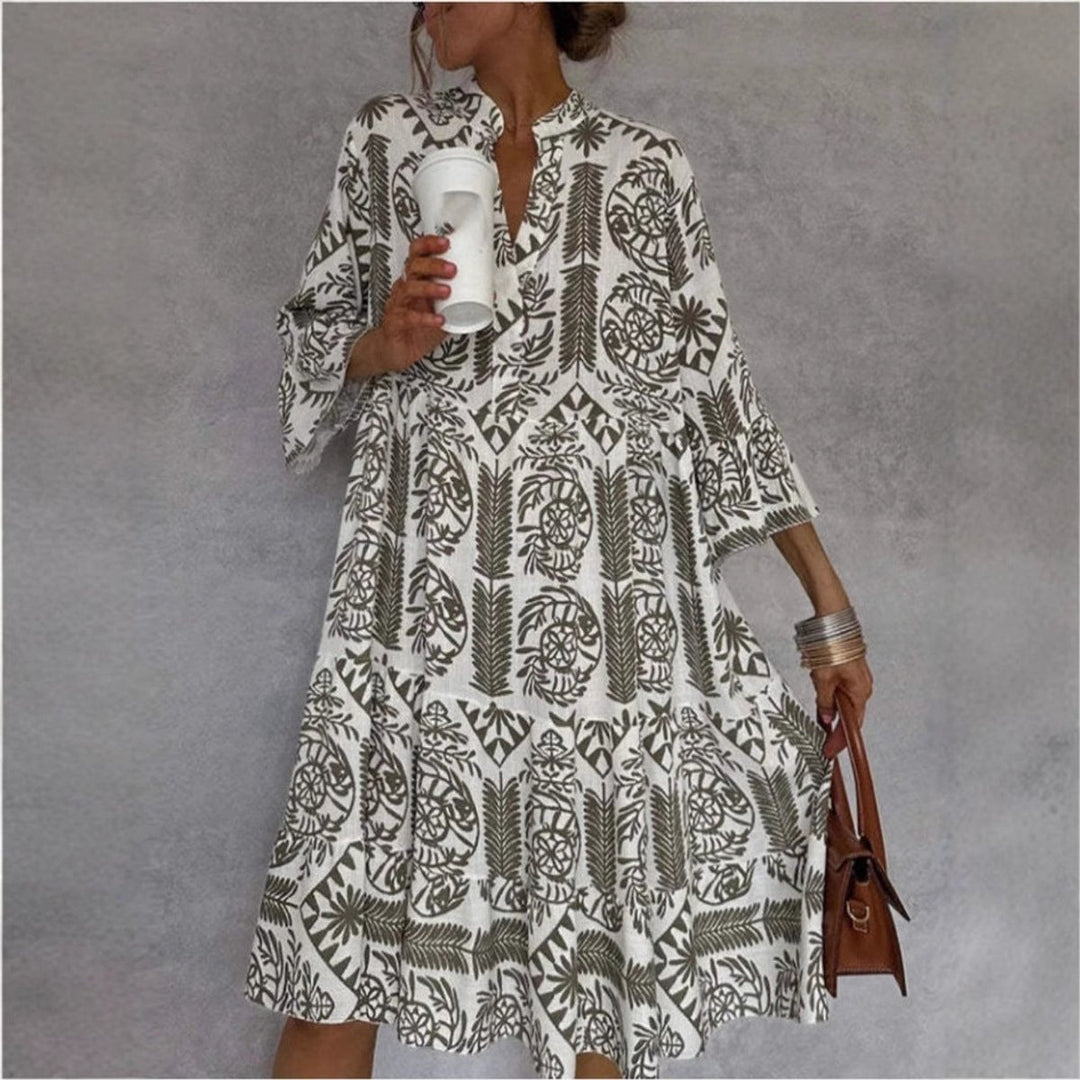 Women's Loose Floral Print Tunic Mini Dress