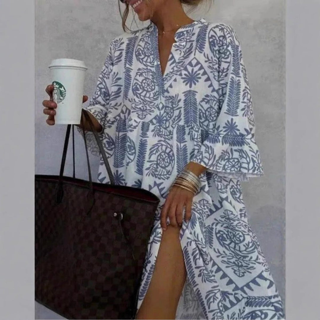Women's Loose Floral Print Tunic Mini Dress