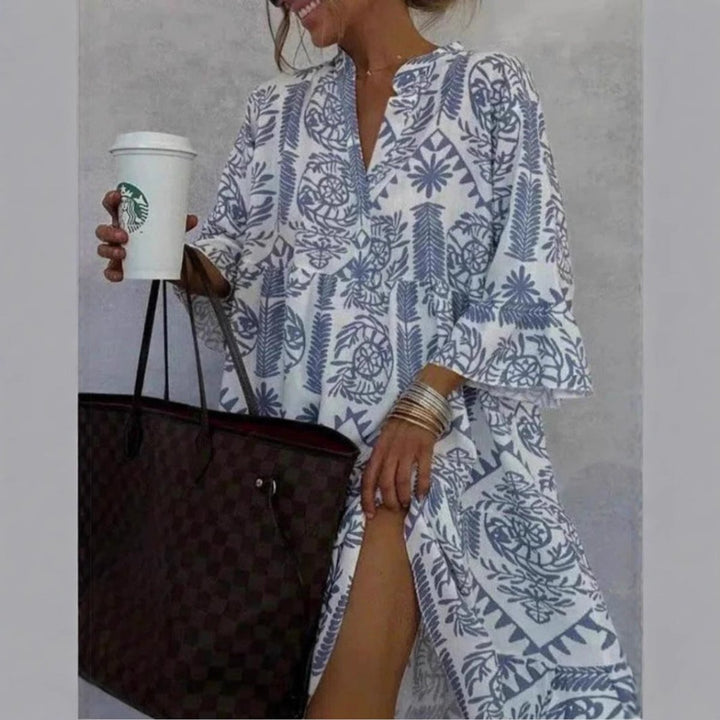 Women's Loose Floral Print Tunic Mini Dress