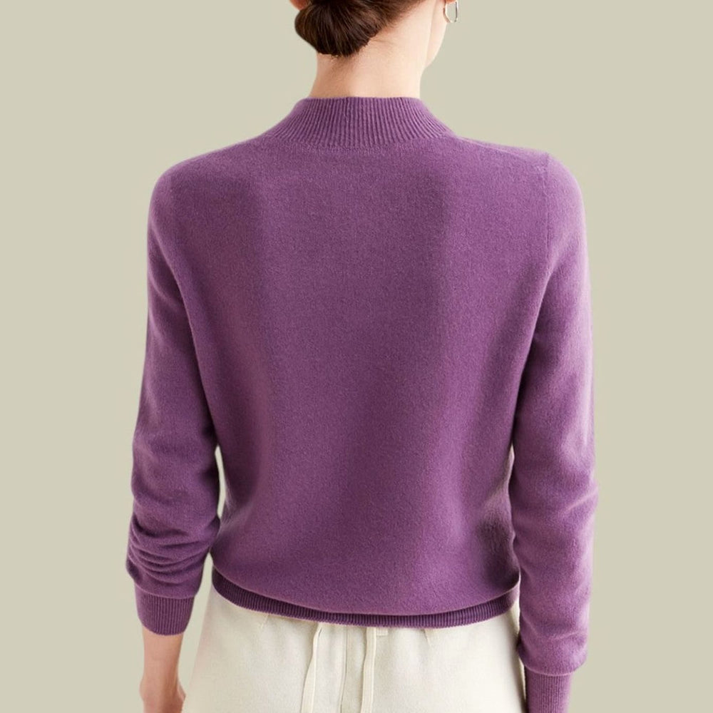 Women's Merino Mock Neck Relaxed Fit Wool Sweater