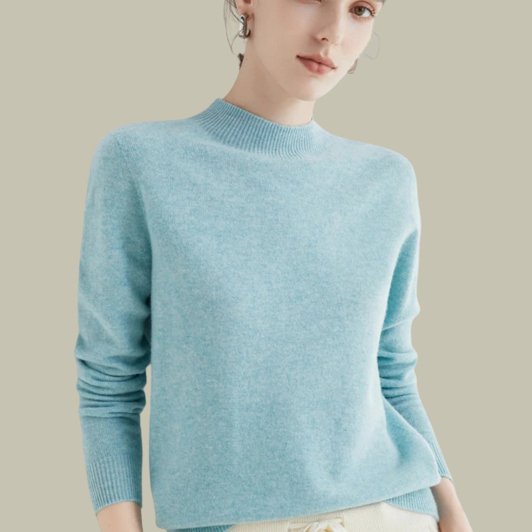 Women's Merino Mock Neck Relaxed Fit Wool Sweater