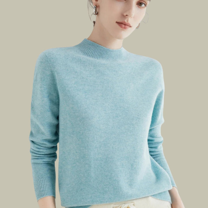 Women's Merino Mock Neck Relaxed Fit Wool Sweater