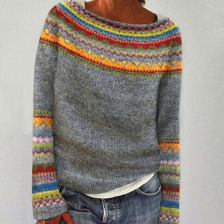 Women's Merino Wool Sweater Fair Isle Knit Pullover