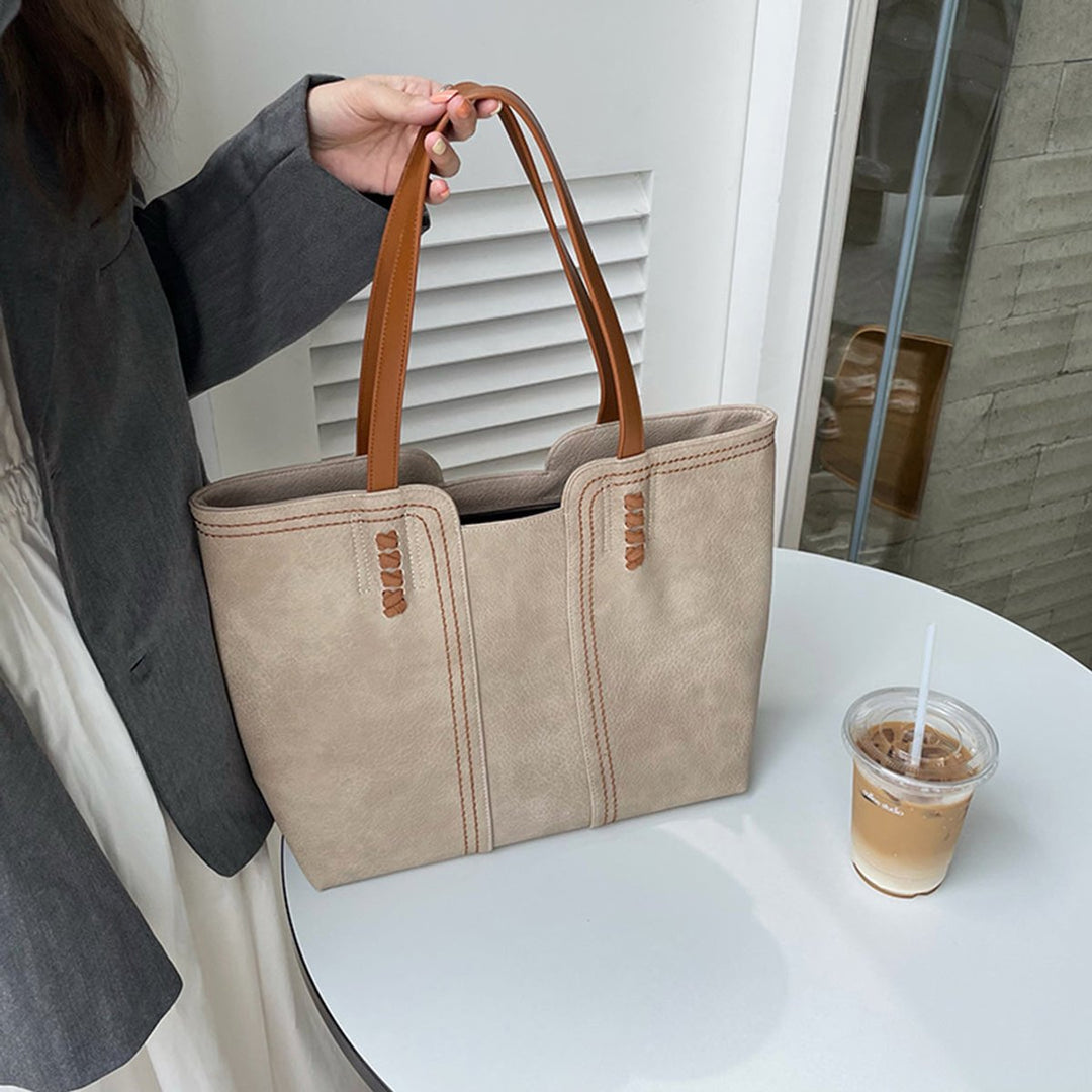 Women's Minimalist Faux Leather Large Structured Tote Bag
