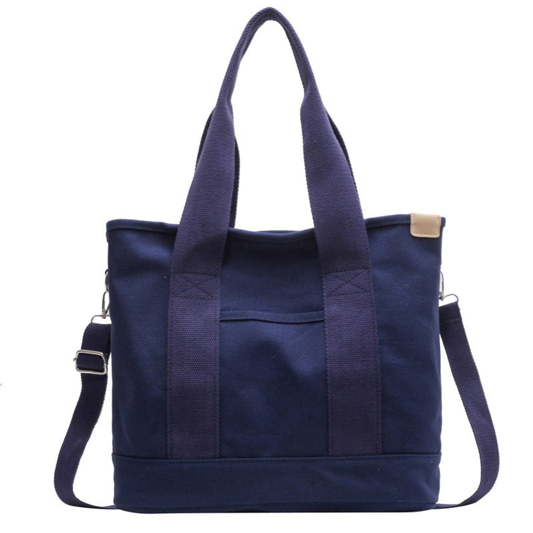 Women's Multipocket Adjustable Strap Canvas Tote Bag - Blau