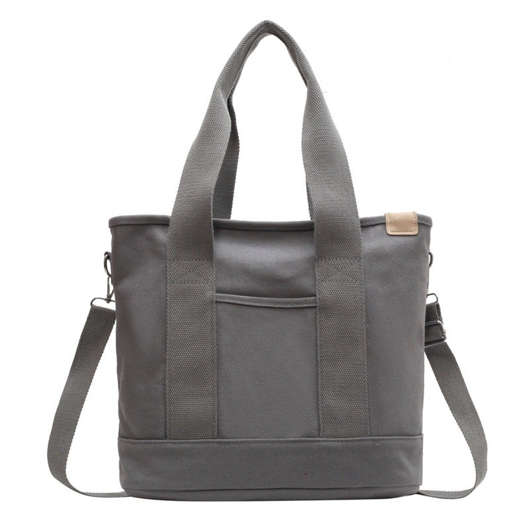 Women's Multipocket Adjustable Strap Canvas Tote Bag - Grau