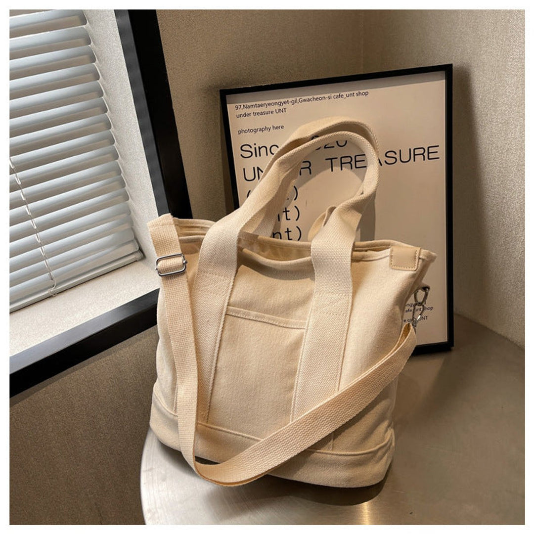 Women's Multipocket Adjustable Strap Canvas Tote Bag
