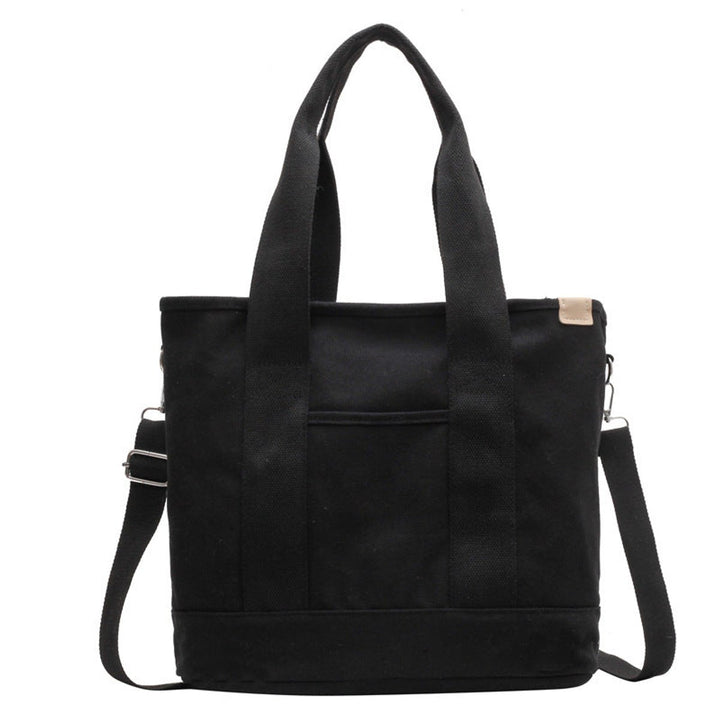 Women's Multipocket Adjustable Strap Canvas Tote Bag - Schwarz