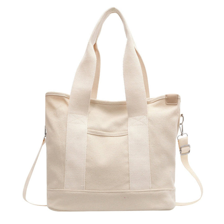 Women's Multipocket Adjustable Strap Canvas Tote Bag - Weiß