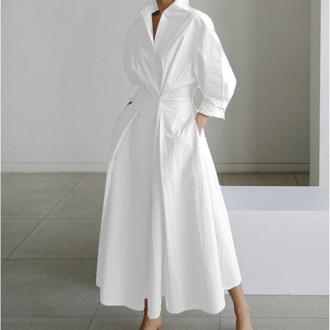 Women's Newspaper-Print Collared Wrap Maxi Dress - White